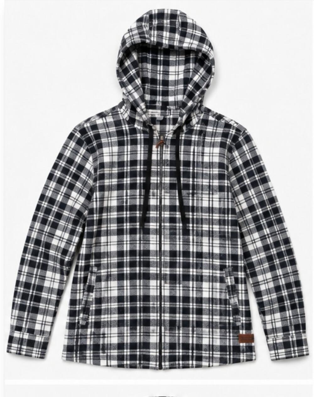 L.L.Bean Women's Scotch Plaid Flannel Relaxed Zip Hoodie Lg